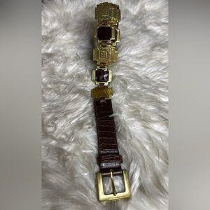 Gold and Brown Leather Celtic Cross Belt Small